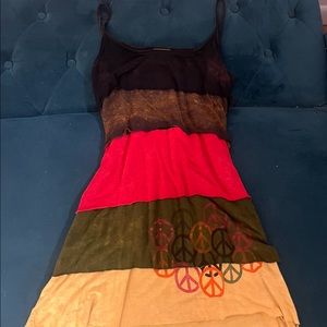 Vintage bohemian mini dress with ruffles